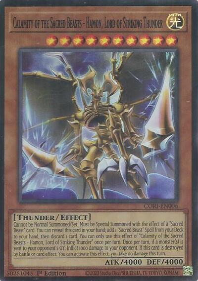 Calamity of the Sacred Beasts - Hamon, Lord of Striking Thunder - Chaos Origins Yu-Gi-Oh! spoiler